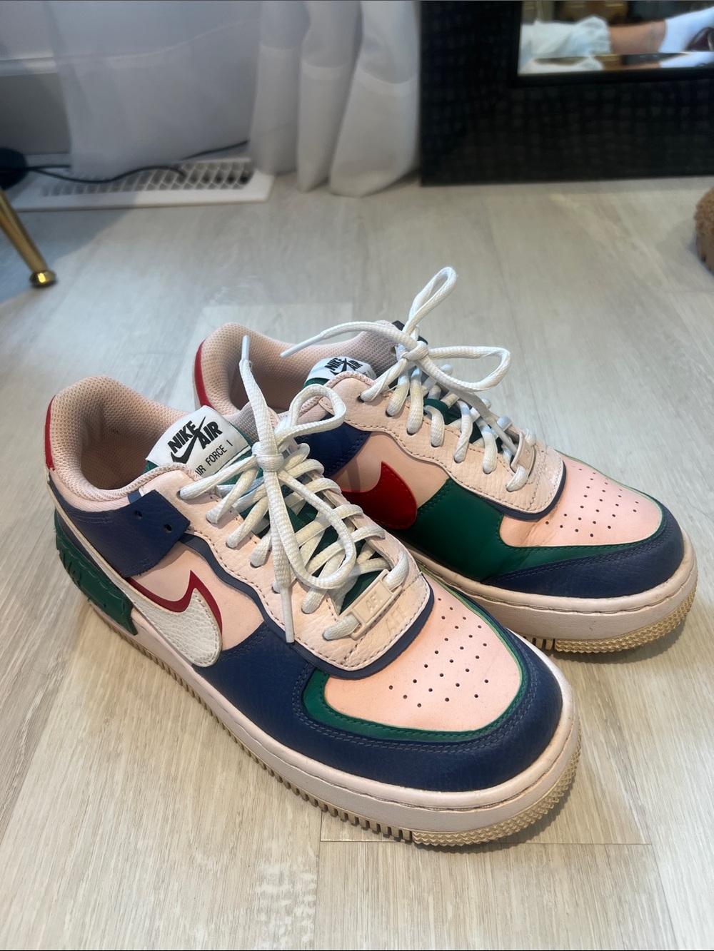 Nike AF1 Multicolor Low-Top Sneakers in Pink, Blue, Green & Red